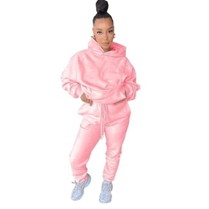 Women's 100% Cotton Fleece Fitness Sports <b>Jogger</b> Suit Custom Logo Oversized Baggy Track Suits Solid Plus Size Features for - Product Image 1