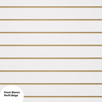 Panneaux de mur à lattes renforcés blancs de 19 mm fabriqués en Espagne par VIMASLAT, inserts en aluminium beige de 1,2 mm, surface en mélamine, aluminium haute densité