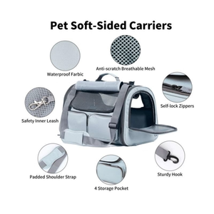 4 fenêtres en maille pour chien 4 poches de rangement pour chat Sac de voyage souple pour animaux de compagnie Pet Carrier pliable Voyage pour chat nerveux - Product Image 4