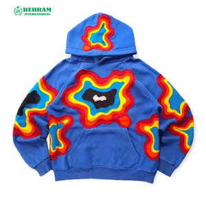 Qualité supérieure 400 grammes coton polaire basique goutte épaule Boxy Crop hommes sweats à capuche détresse broderie patchs sweats - Product Image 4