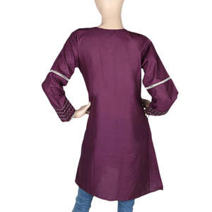Kurti court brodé pour femmes - Violet - Product Image 3