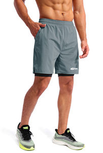 Wholesale Men's 2-in-1 Workout Gym Shorts Pants Quick Dry Breathable Canvas Liner Custom Training comfort <b>Elastic</b> <b>Waistband</b> - Product Image 3