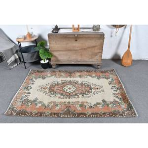 Vintage 3.7 X 5.6ft tapis turc Beige Orange Patchwork classique laine tapis pour salon décorations 4m largeur Latex 9x12 - Product Image 1