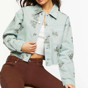 Veste en jean délavée unie, style boyfriend, pour hommes, femmes et juniors, vestes en jean premium, manteaux en jean - Product Image 1