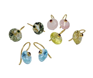 Boucles d'oreilles en argent Sterling 925, bijoux à la mode et plaqué or pur, grandes pierres précieuses Boucles d'oreilles en améthyste et topaze, nouvelle mode, breloque, tendance - Product Image 1