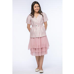 Offre Spéciale OEM ODM Fille Vêtements Personnalisé Col V À Manches Courtes Chemise Veste Décontractée Pour Fête Disponible En Gros Fabrication - Product Image 4