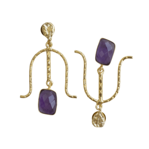 Boucles d'oreilles pendantes en laiton naturel, pierre semi-précieuse naturelle de qualité supérieure, laiton plaqué rhodium, pièce tendance, vente en gros - Product Image 3