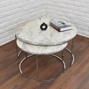 Mesa de Centro de Lujo con Textura de Mármol, Mueble Elegante, Moderno y Minimalista para Sala de Estar, Oficina, Salón y Decoración Multiusos - Product Image 3