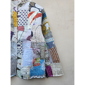 Chaqueta de invierno Vintage para mujer India hecha a mano estilo bohemio único cómodo duradero seda Patchwork transpirable impreso - Product Image 3