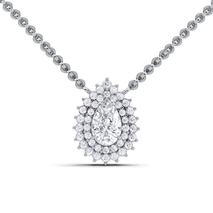 IGI Certified Lab Grown Diamond Pear Cut Double Halo Pendant in 14K White / Yellow & Rose Gold Luxury <b>Cluster</b> Design - Product Image 4