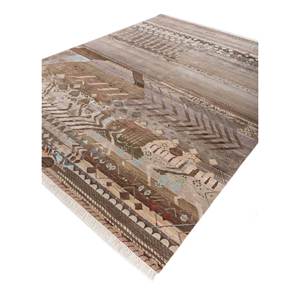พรมไหมพรมผสมไหมไผ่สีน้ำตาลเบจ แมนชาฮ่า ลายเรขาคณิต รูปทรงสี่เหลี่ยมผืนผ้า สำหรับห้องนั่งเล่น วัยรุ่น และทางเดิน รุ่น Les-2279 - Product Image 2