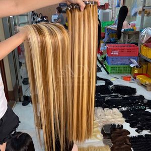 Artículo más vendido Trama 100% Virgen humana Remy Extensiones de cabello liso Rubio Resaltar colores - Product Image 1