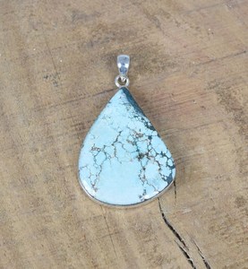 Pendentif Poire Turquoise en Argent Sterling 925 Fait Main, Bijou en Pierre Précieuse, Cadeau Scintillant pour Enfants et Femmes, Pierre de Naissance de Décembre - Product Image 5