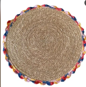 Mantel Individual de Algodón Lavable Antideslizante Hecho a Mano con Diseño de Jacquard Bordado con Patrón de Plantas para Uso Doméstico - Product Image 1