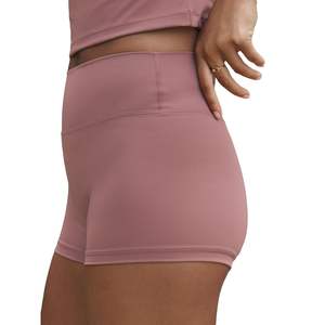Solid <b>Pink</b> Washed High Elastic Waist Breathable Waterproof Compression Fitness Shorts for Women - Product Image 2