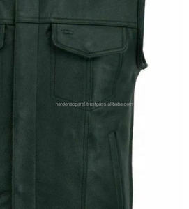 Nardon Apparel Gilet en cuir à fermeture à glissière Vestes en cuir de vachette Outback Biker Pakistan Made Élégant Gilet en cuir respirant - Product Image 4