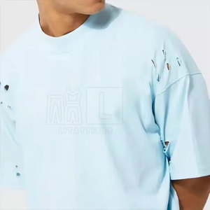 Fabricación profesional, transpirable, desgastado, 100% algodón, ajuste holgado, estampado para hombre, nueva llegada, camiseta desgastada - Product Image 3