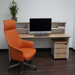 Bureau de réception modulaire minimaliste de luxe avec éclairage LED, comptoir surélevé et rangement pour hôtels, gymnases, écoles, hôpitaux, en bois MDF - Product Image 5