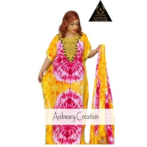 Handcrafted Modest Islamic Lace Kaftan Abaya Tie Dye Rayon Breathable Long Dress Women Muslim Prayer Eid Resort Wear Fashion - Product Image 1