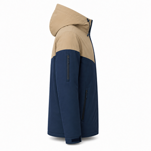 windbreaker jacket hooded polyester spandex water resistant navy beige men outdoor custom wholesale supplier bulk shell zip rain - Product Image 6