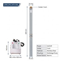 Système de pompe submersible multi-étages haute pression Centro Well Pump 3/4'' avec moteur électrique 0,25 CV