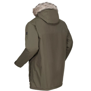 Latest 2023 Winter Arrival Men Olive Green <b>Padded</b> Parka <b>Jackets</b> With Faux Fur on <b>Hood</b> and Pockets on Front - Product Image 5