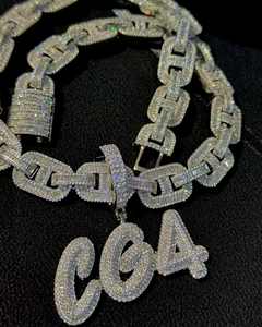 Colgante de Letra Estilo Hip Hop para Hombre con Moissanita Real de 2.50Ct, Corte Princesa, Chapado en Plata Esterlina, Certificado IGI, Engaste de Canal - Product Image 3