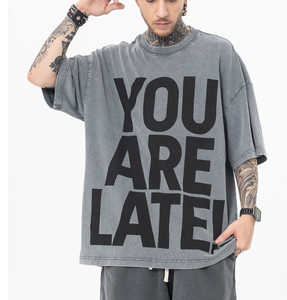 Camisetas gráficas de algodón pesado de gran tamaño con hombros caídos para hombres, camiseta Vintage con lavado ácido, camisetas personalizadas para hombres - Product Image 3