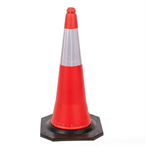 Haute visibilité 100cm PE cône de trafic Orange noir résistant à la température stabilisé aux UV étanche PVC/ABS/caoutchouc pour la circulation - Product Image 1