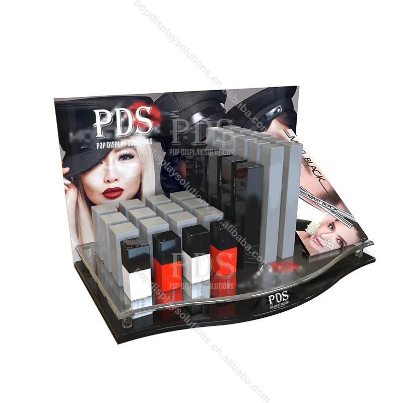 Estante de exhibición de belleza cosmética exhibición de tienda de cosméticos exhibición de mostrador de cuidado de la piel Múltiples carteras de productos