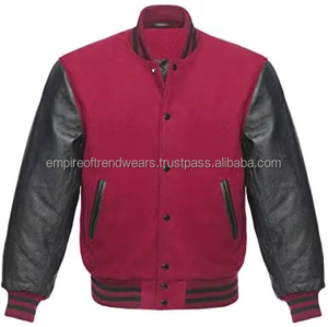 Chaqueta Bomber Varsity de Béisbol Personalizada de Alta Calidad para Hombre, de Lana de Invierno con Mangas de Cuero Recubiertas, Cortavientos, Térmica y Bordada - Product Image 3