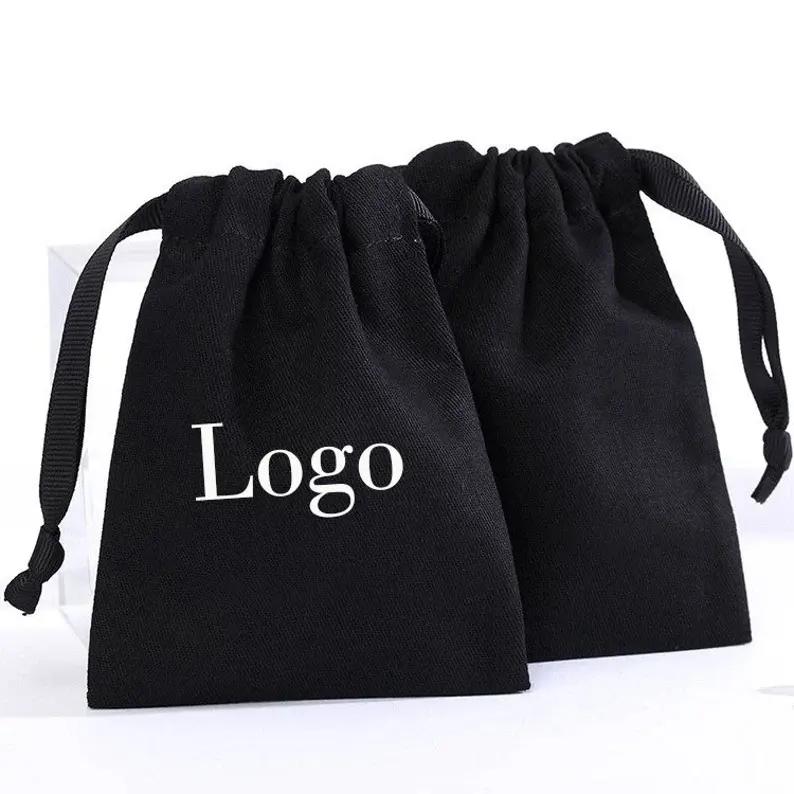 100% Cotton Drawstring Bag with Rope Natural Cotton Jewelry Bags and Cosmetic Packing Pouch Bag