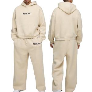 Wholesale <b>Men's</b> Canvas Elastic Waist High Rhinestone Tracksuit Oversized Boxy Hoodie & Flared Sweatpants - Product Image 3