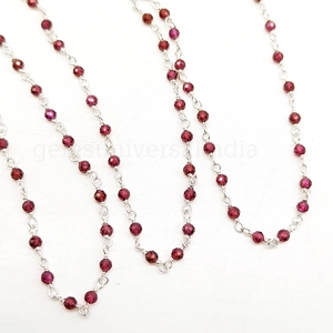 Tự Nhiên Garnet Mặt Rondelle Chuỗi Mân Côi 925 Sterling Bạc Dây Bọc Chuỗi Bằng Chân Chuỗi Cuộn Cho Đồ Trang Sức Làm - Product Image 6