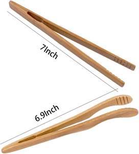 4 Pack Bamboo <b>Toaster</b> Tongs - 7' Reusable Wood Cooking Tongs -Ideal Kitchen Utensil for Cheese Bacon Muffin Fruits Bread- Ultra - Product Image 2