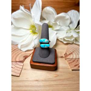 Navajo Handmade <b>Adjustable</b> Statement <b>Ring</b> Kingman Turquoise & Sterling Silver Bezel Set in Natural Stone Everyday Wear - Product Image 1