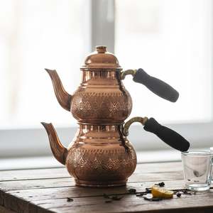 Petite théière classique en cuivre de 1,5 L avec couvercle, pot à eau en verre pour restaurant, hôtel et usage domestique, pour servir le thé et les boissons - Product Image 2