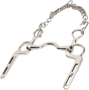 Mors à cheval en acier inoxydable de haute qualité avec chaîne à crochet et embout lisse pour l'équitation et l'équipement vétérinaire - Product Image 1
