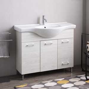 Mueble de Baño Ravenna de 105 cm en Roble Blanco con 3 Puertas, 1 Cajón y Lavabo de Cerámica, Categoría de Producto: Lavabos - Product Image 1