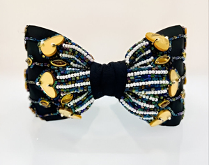 Bandeau pour cheveux brodé de fleurs jaunes, fait main, écologique, imperméable, réglable, avec paillettes et perles, accessoire coloré pour femmes et filles - Product Image 5