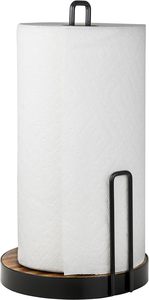 Porte-serviettes en papier en bois, comptoir porte-serviettes en papier noir, porte-serviettes de cuisine autoportant avec base en bois antidérapante - Product Image 2