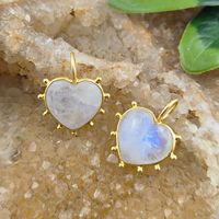 Turquoise Coeur Forme Lunette Pendentif Puffy Coeur Gemme 925 Argent Sterling Or Vermeil Fantaisie Lunette Pendentifs Fabrication de Collier