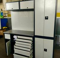 Banc de travail métallique professionnel personnalisable, avec roulement moteur haute performance, bancs d'atelier industriels durables, PLC intégré