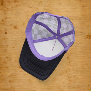 Venta al por mayor a granel en blanco logotipo personalizado de moda 5 paneles gorra de béisbol lisa de dos tonos de color papá sombrero Vintage gorra de camionero - Product Image 5