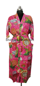 เสื้อคลุมอาบน้ำคอตตอนยาวพิมพ์ลายดอกไม้,เสื้อคลุมเพื่อนเจ้าสาวเสื้อคลุมชายหาด - Product Image 5