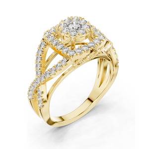 Bague pour femme en diamant de laboratoire 0,864 CT avec halo et pierres latérales, clarté VVS-VS EF, or 18 carats, 14 carats, 10 carats et argent 925, rose - Product Image 6