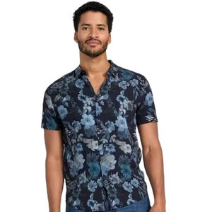 Camisa de Manga Corta para Hombre, 100% Algodón Satinado, Estampado AOP, Diseño Sólido, Transpirable, Sostenible, Casual, Cuello Camisero - Product Image 6