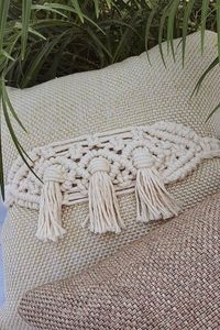 Cinturones de cojín ajustables con borlas triples de macramé hechos a mano (juego de 2) para decoración del hogar y la oficina, sala de estar y comedor - Product Image 4