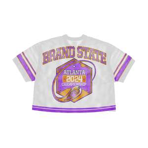 Venta al por mayor logotipo personalizado impreso verano Pantalones cortos de manga de gran tamaño transpirable de punto de moda camisetas de béisbol de diseño personalizado - Product Image 3