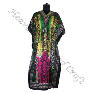 KFL010 Vêtements décontractés imprimés floraux Caftans longs en soie pour femmes Caftan/Caftan longue taille Vêtements en coton imprimés Caftan Robe pour femmes - Product Image 1